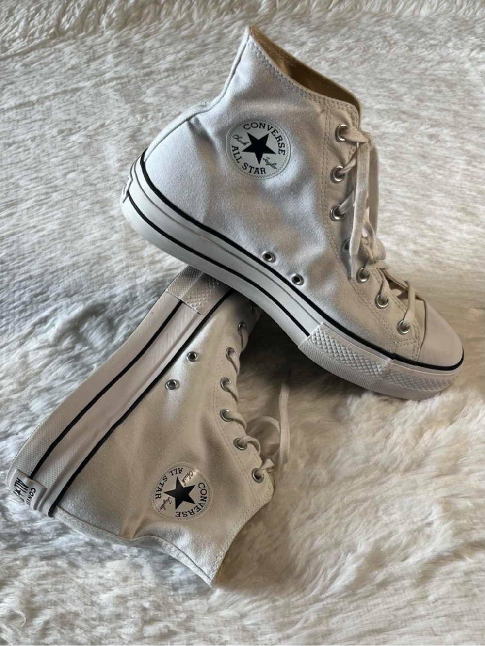 Converse White High-Top Canvas Sneakers with Black Accents